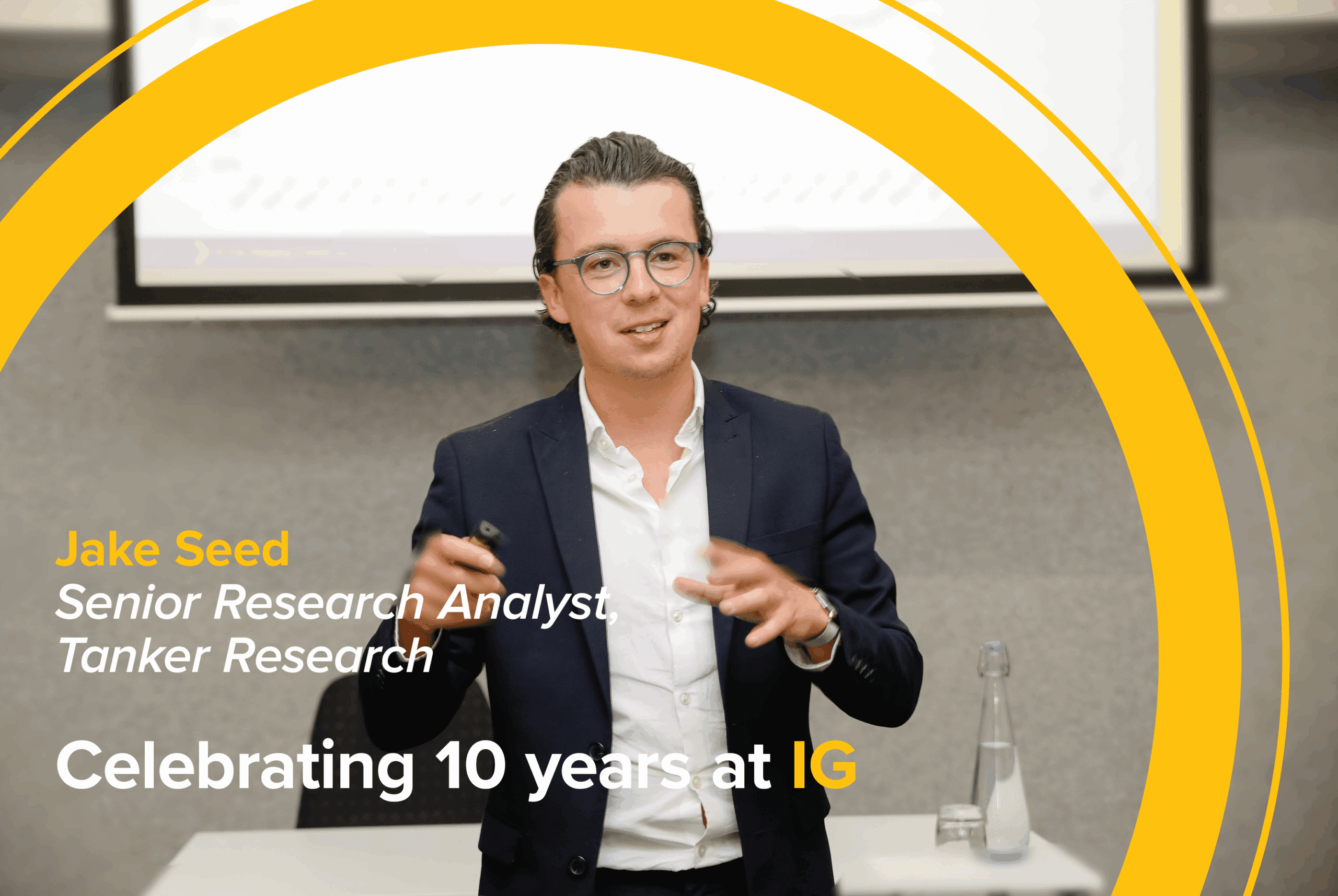 Jake Seed, Senior Research Analyst at IG, celebrating ten years in tanker research